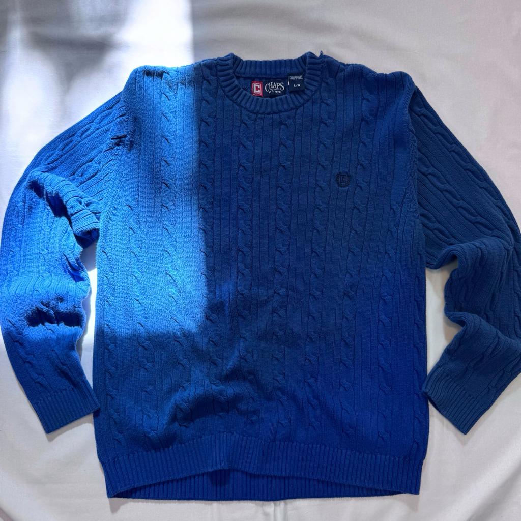 Chaps (Ralph Lauren) kabeltrui - blauw, Kleding | Heren, Truien en Vesten, Ophalen of Verzenden, Zo goed als nieuw, Maat 52/54 (L)