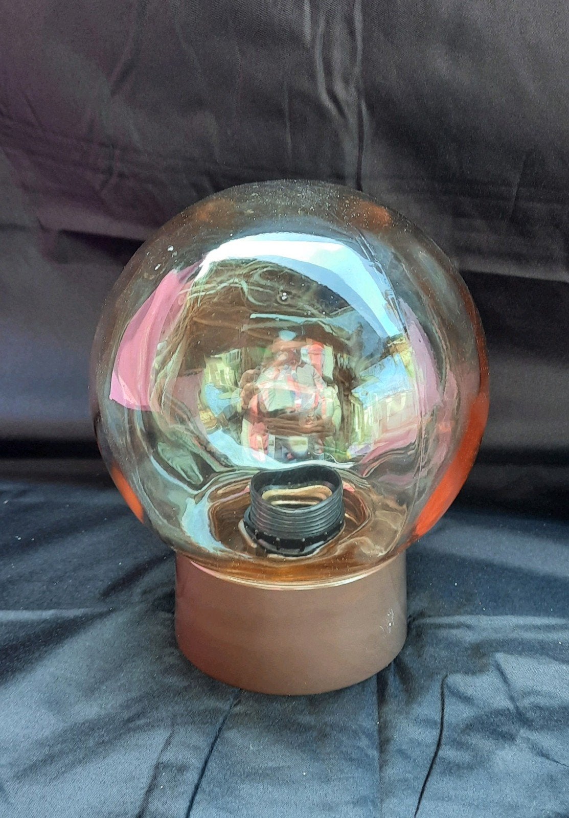 Zeldzame bol plafonnière plafondlamp glad gemêleerd glas., Glas, E27 (groot), Ophalen of Verzenden, Bruin