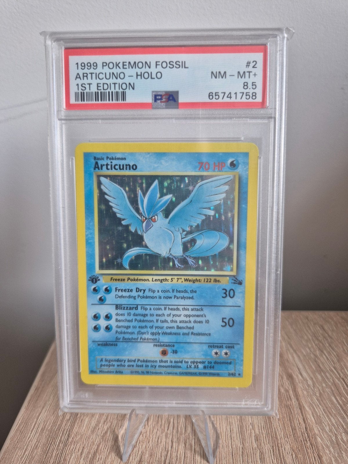 Articuno Fossil 1st Edition #2 PSA 8.5 Pokémon Kaart, Ophalen, Zo goed als nieuw, Losse kaart, Foil