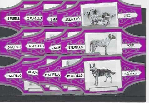 reeks 4076  honden   1-12 sigarenbanden, Ophalen of Verzenden, Zo goed als nieuw, Sigarenbandjes