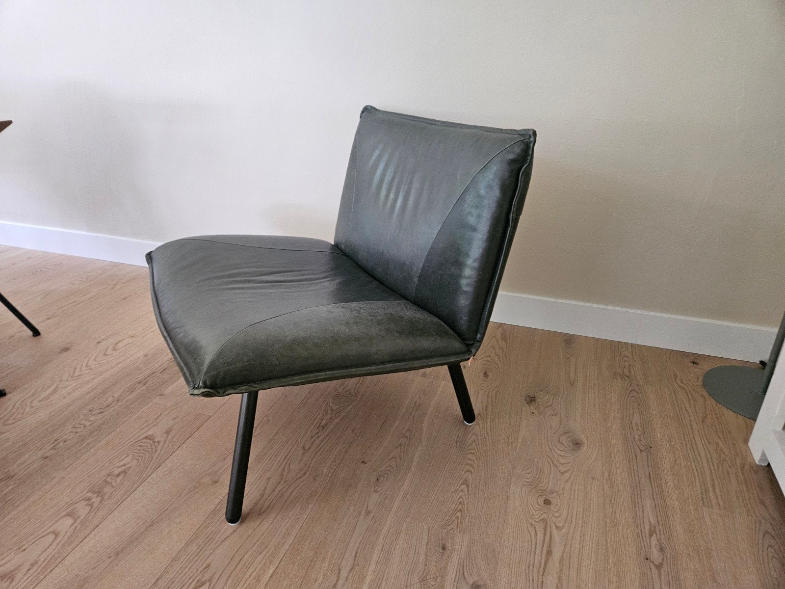 Fauteuil, leer, donkergroen, Huis en Inrichting, Ophalen, Gebruikt, Overige kleuren, Leer