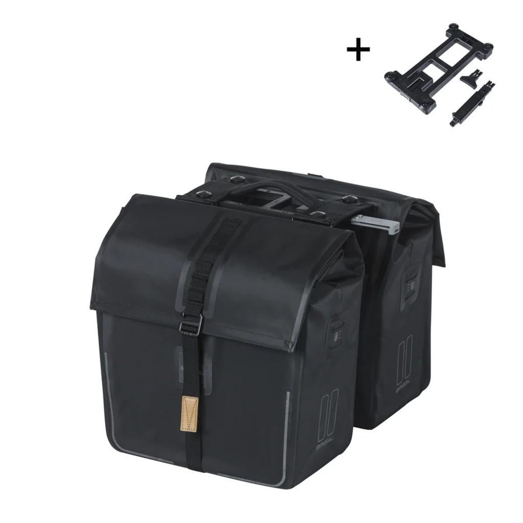 Fietstas dubbele Basil Urban Dry MIK 50L Solid Black, Niet ingevuld, Verzenden, Nieuw, Niet ingevuld