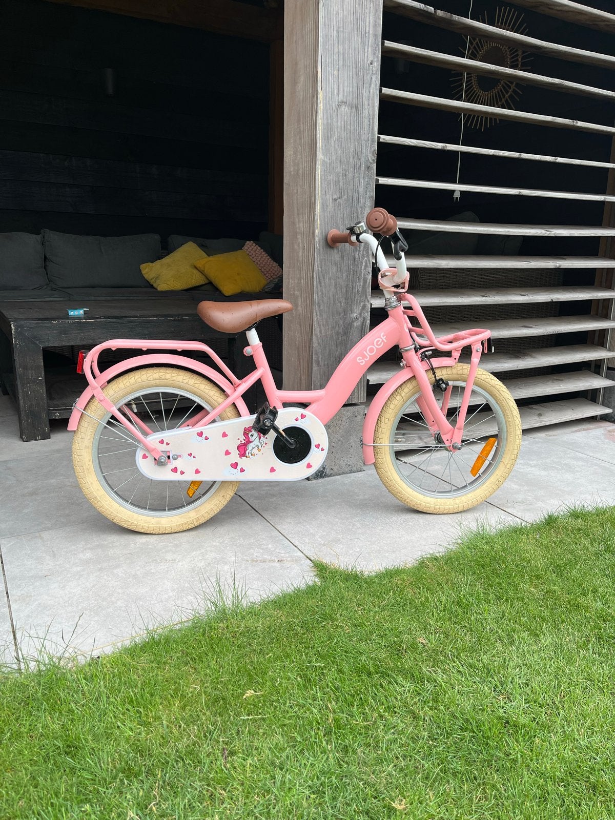 Sjoef Unicorn fiets 16inch, Ophalen, Terugtraprem, Zijwieltjes, 16 tot 20 inch