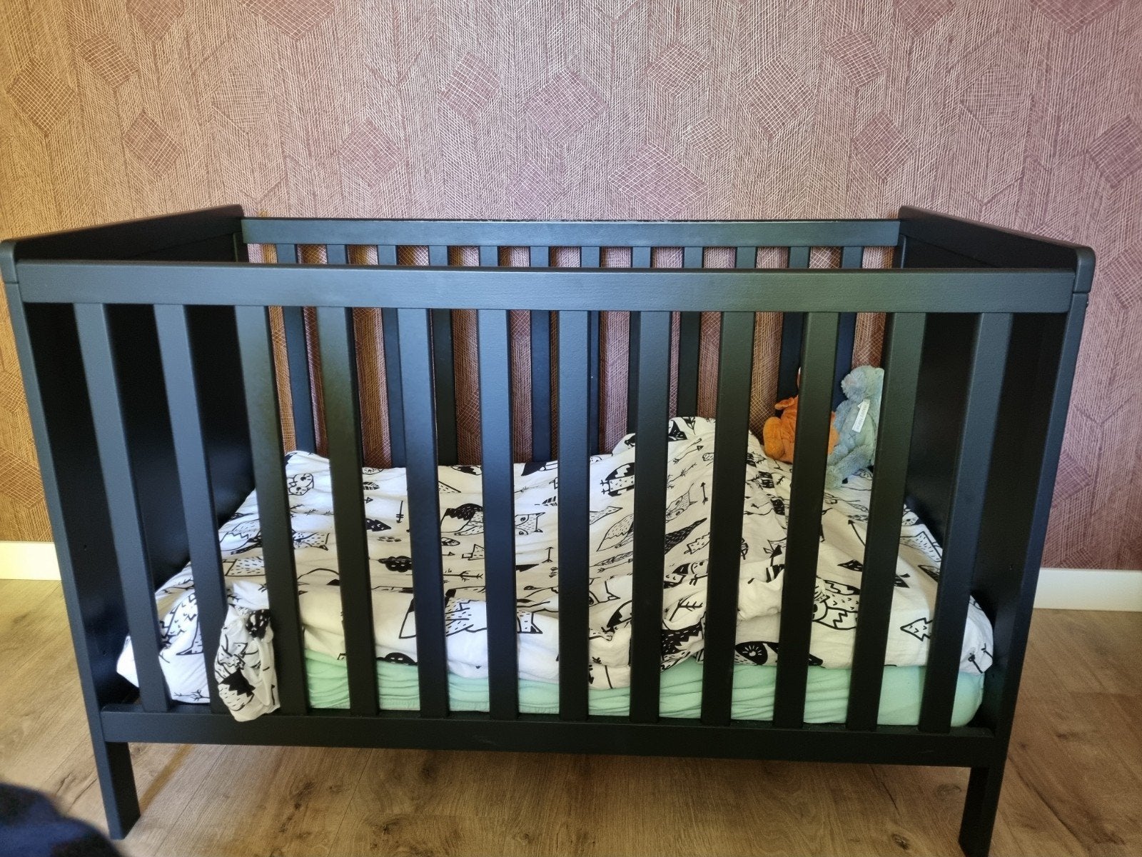Ledikant Ralph zwart inclusief matras - lichte beschadiging, Ophalen, Gebruikt, Minder dan 140 cm, Matras