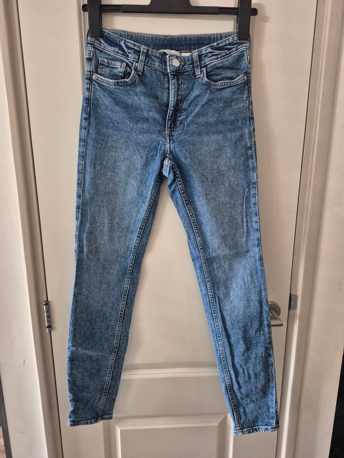 H&M 164 skinny midwaist jeans broek spijkerbroek blauw verst, Ophalen of Verzenden, Meisje, Broek