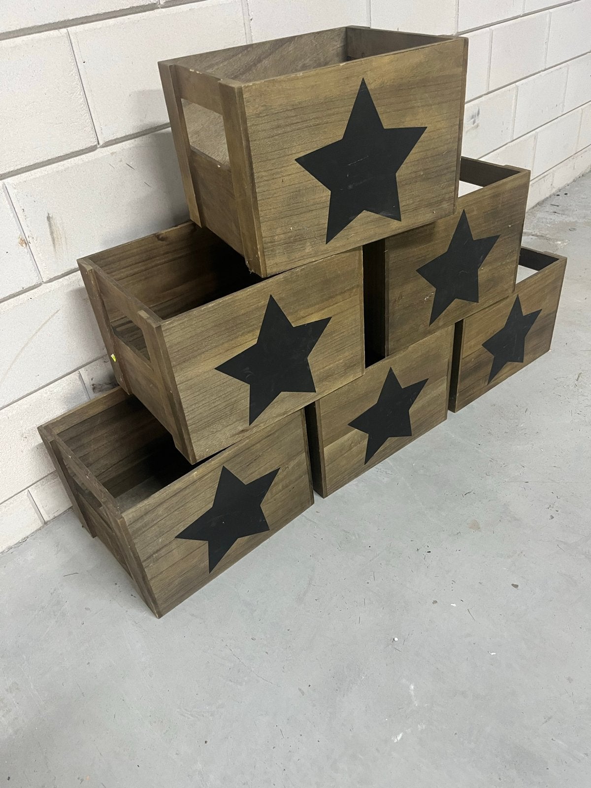 6x Houten kistje met ster, leuk voor kinderkamer, Huis en Inrichting, Woonaccessoires | Kisten, Ophalen, Gebruikt, Overige houtsoorten