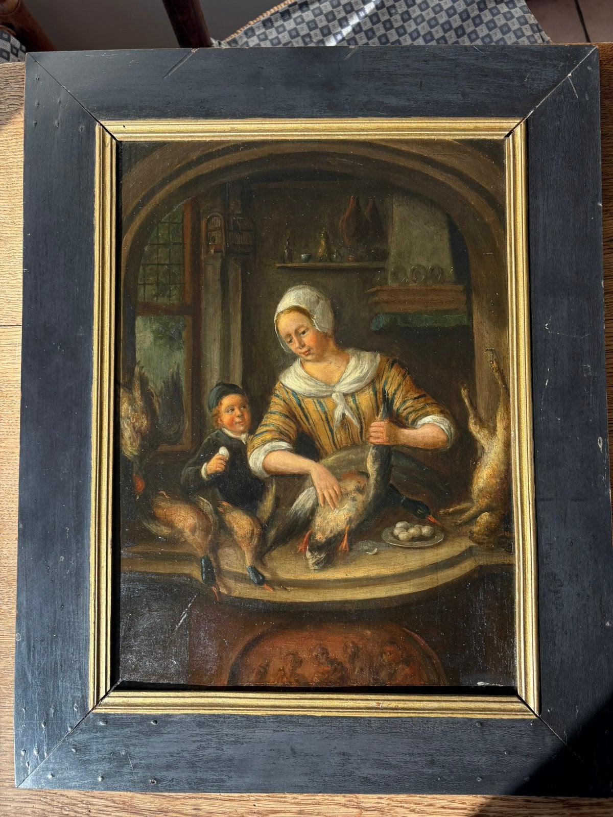 Schilderij uit traditie Leidse fijnschilders Begin 18e eeuw., Ophalen, Paneel, Nederlandse school, Portret of Personen