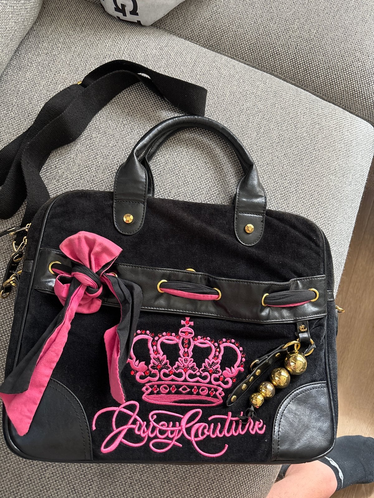 Juicy Couture Laptoptas/Schoudertas Zwart met Roze, Ophalen of Verzenden, Gebruikt, Zwart, Schoudertasje