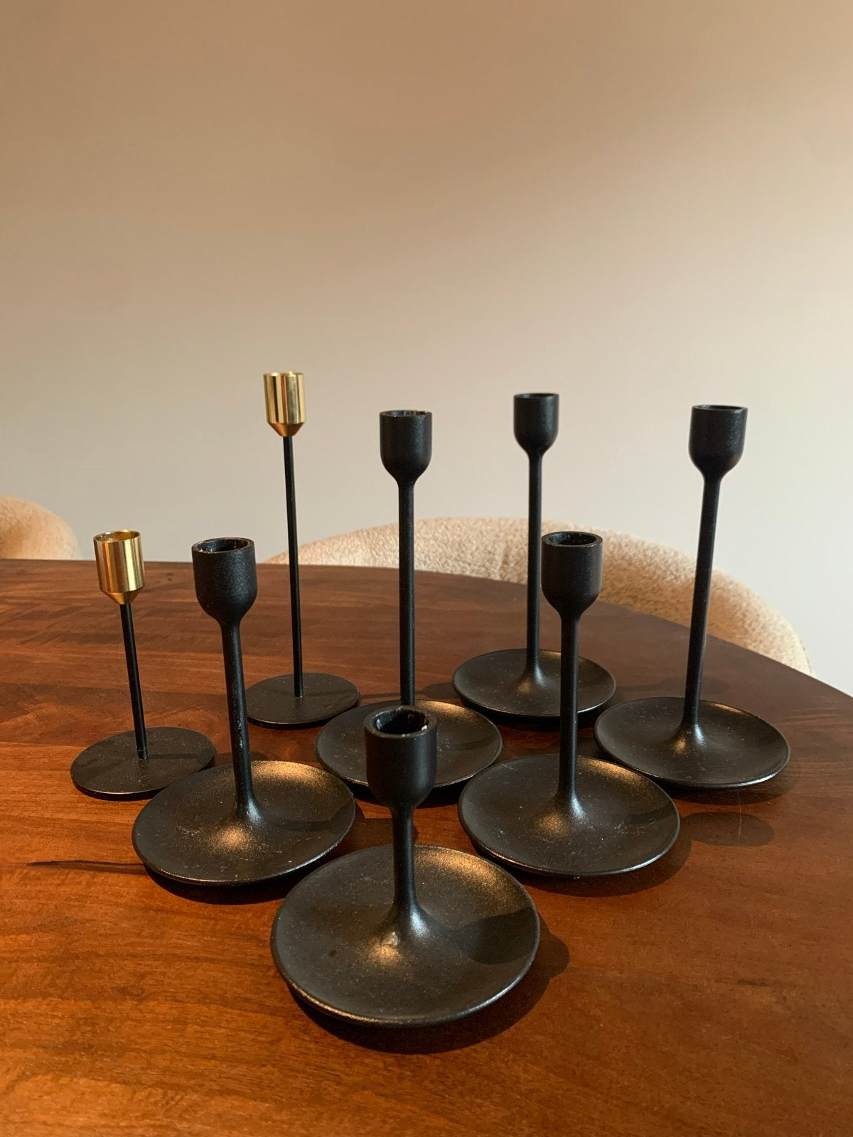 8 zwarte IKEA FULLTALIG kandelaars, diverse hoogtes, Huis en Inrichting, Woonaccessoires | Kandelaars en Kaarsen, Zwart, IKEA