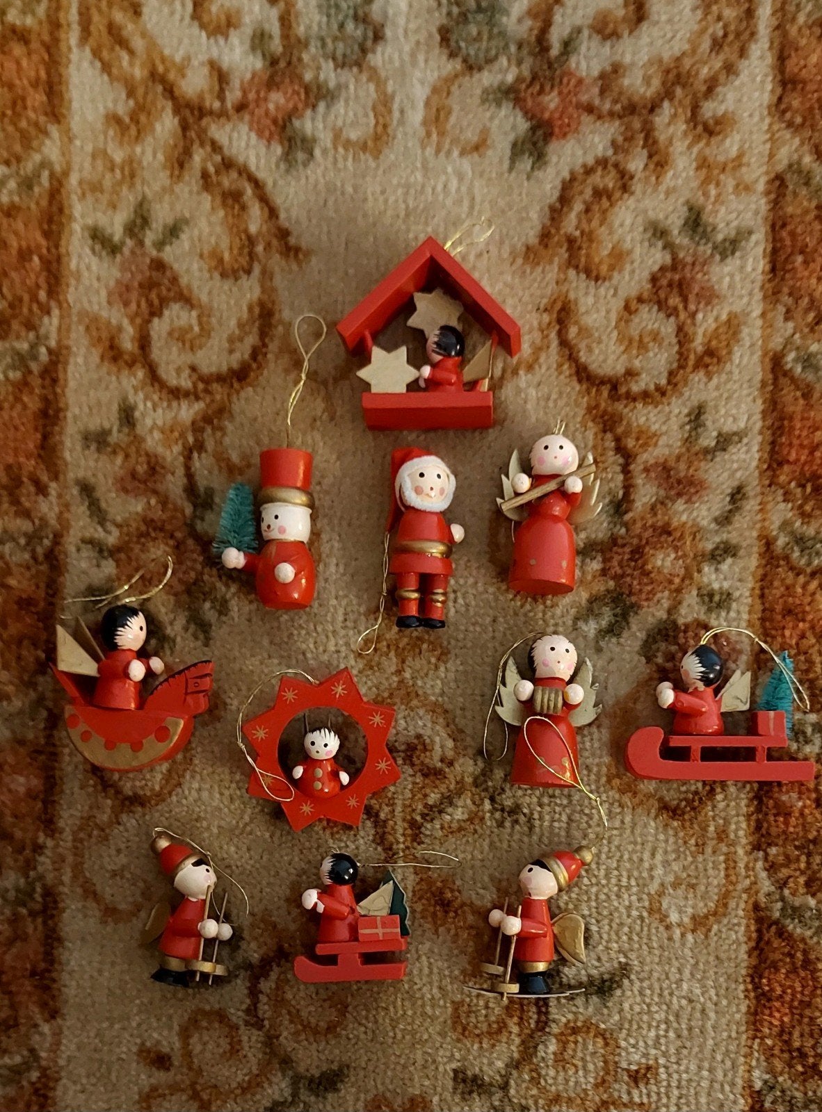Mooie oude houten kersthangertjes, Ophalen of Verzenden