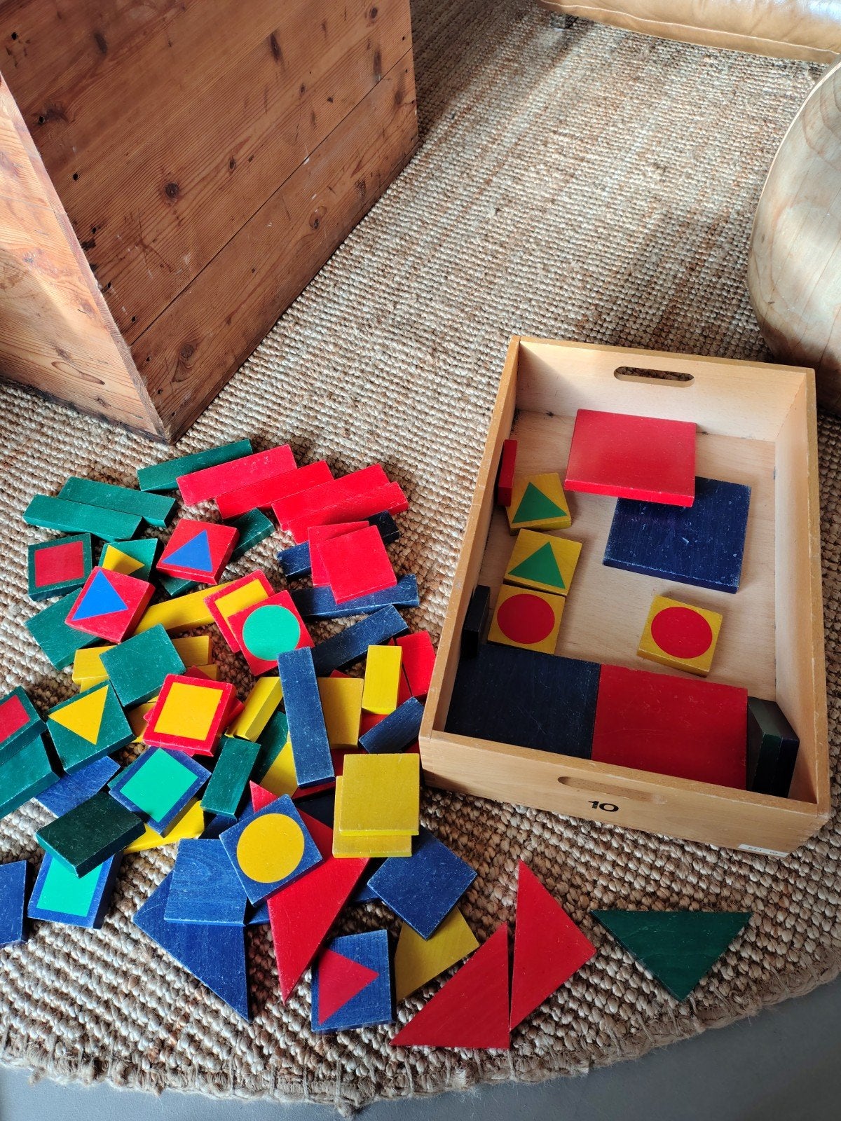 Houten bouwblokken in diverse vormen en kleuren, Ophalen of Verzenden, Gebruikt, Overige merken