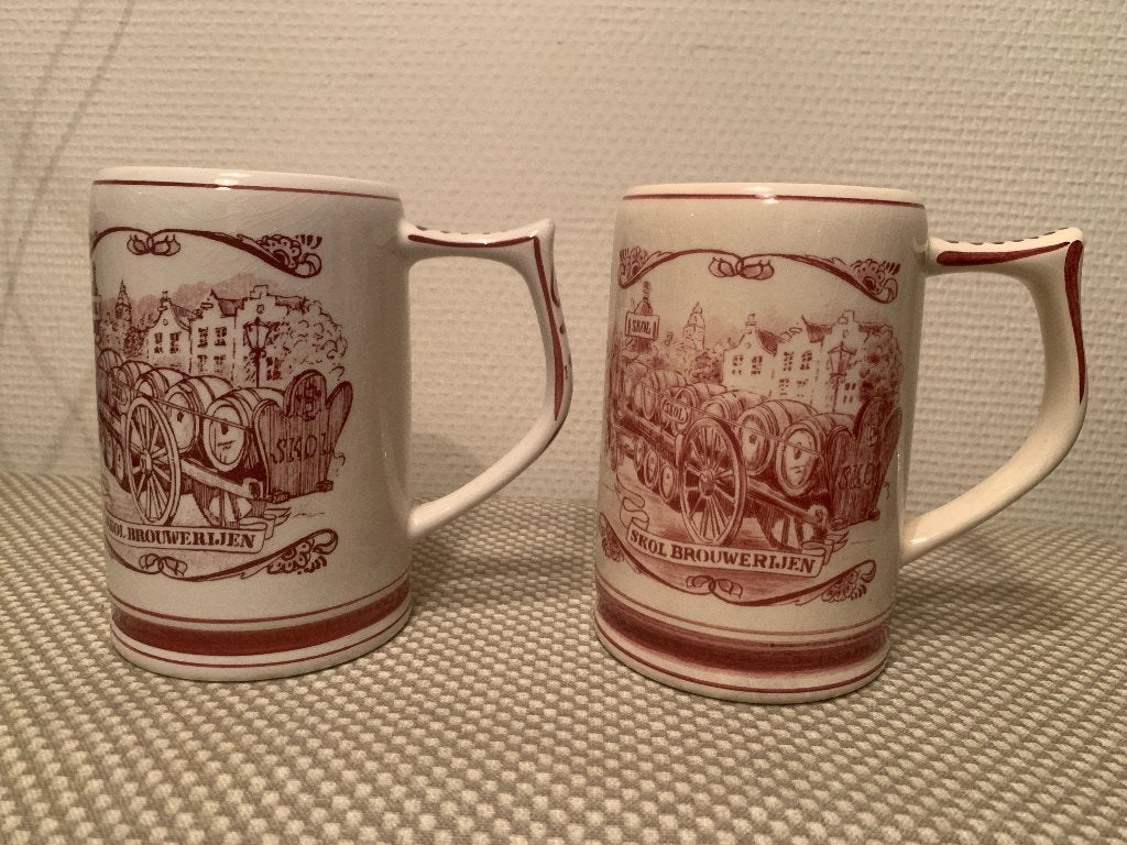 2 vintage Skol bierpullen brouwerijen Delftsche Huys bierpul