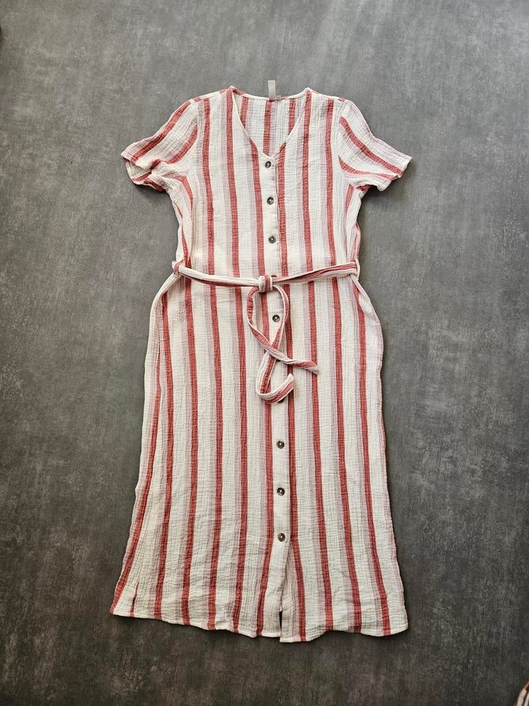 Gestreepte midi jurk, Only, maat S, Only, Wit, Ophalen of Verzenden, Maat 36 (S)