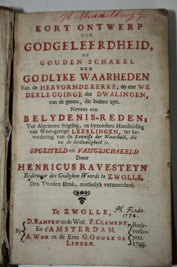 Henricus Ravesteyn - Kort Ontwerp & Belydenisreden (1745), Ophalen of Verzenden