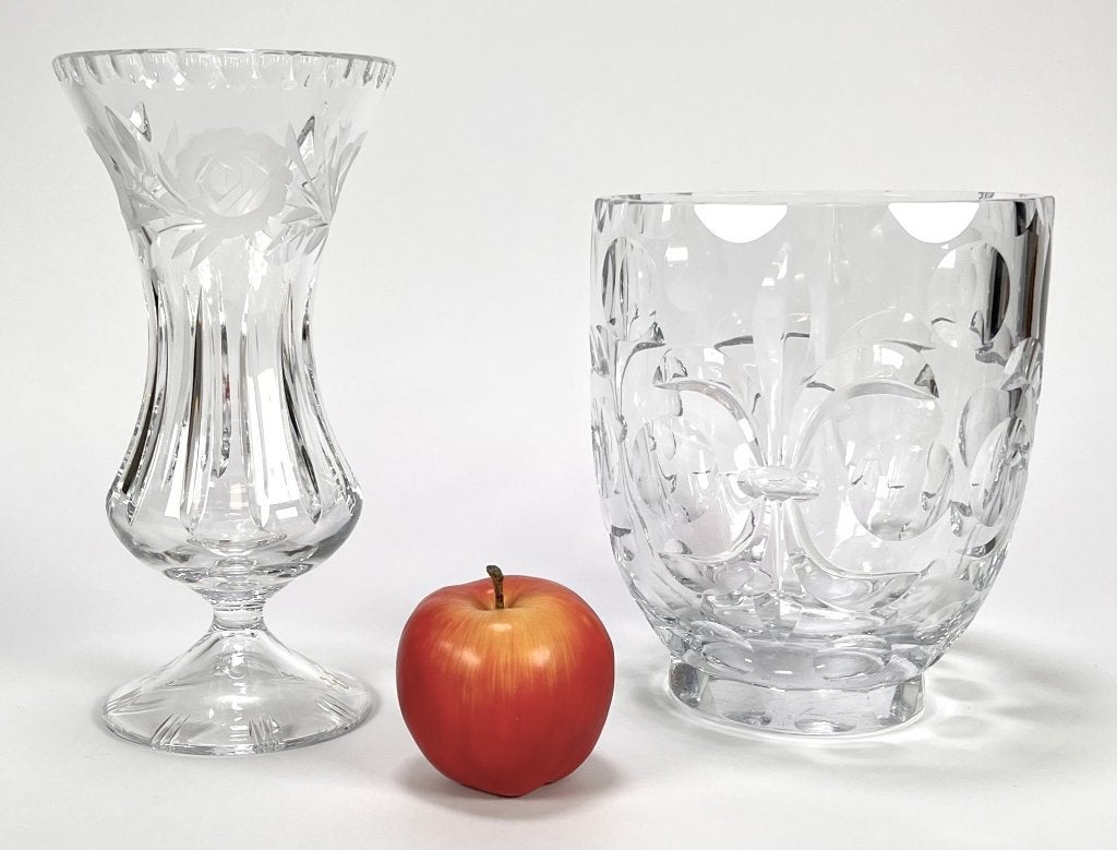 1246. Kristallen vazen - geslepen en geëtst floraal decor, Ophalen