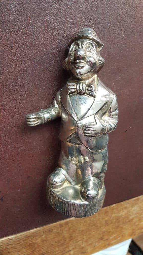 Verzilverde spaarpot clown 17 cm hoog, Verzamelen, Ophalen of Verzenden, Zo goed als nieuw, Metaal of Blik, Overige thema's