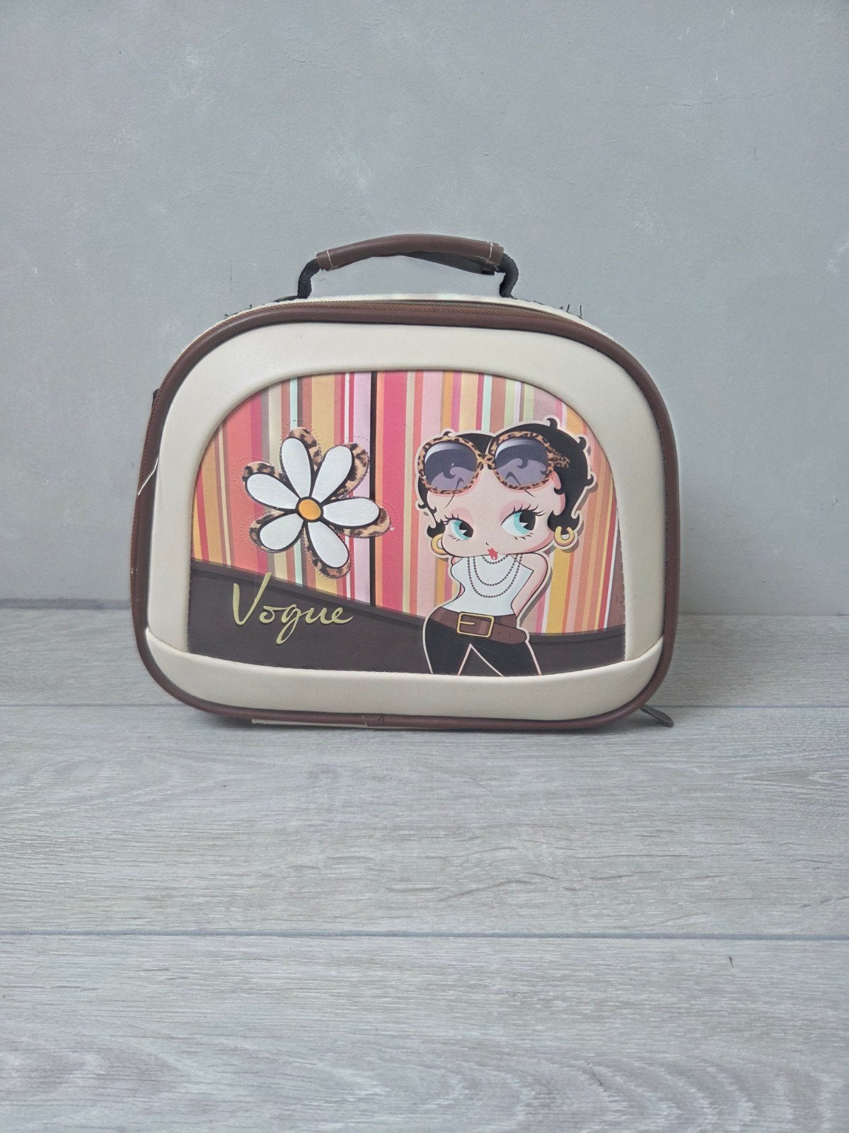 Betty Boop Vogue Toilettas / Beautycase, Ophalen, Gebruikt, Beige, Met spiegeltje(s)