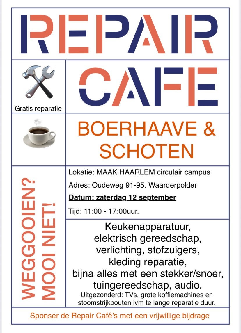 Repair Cafe 12 September bij MAAK in Haarlem, Ophalen, Gebruikt
