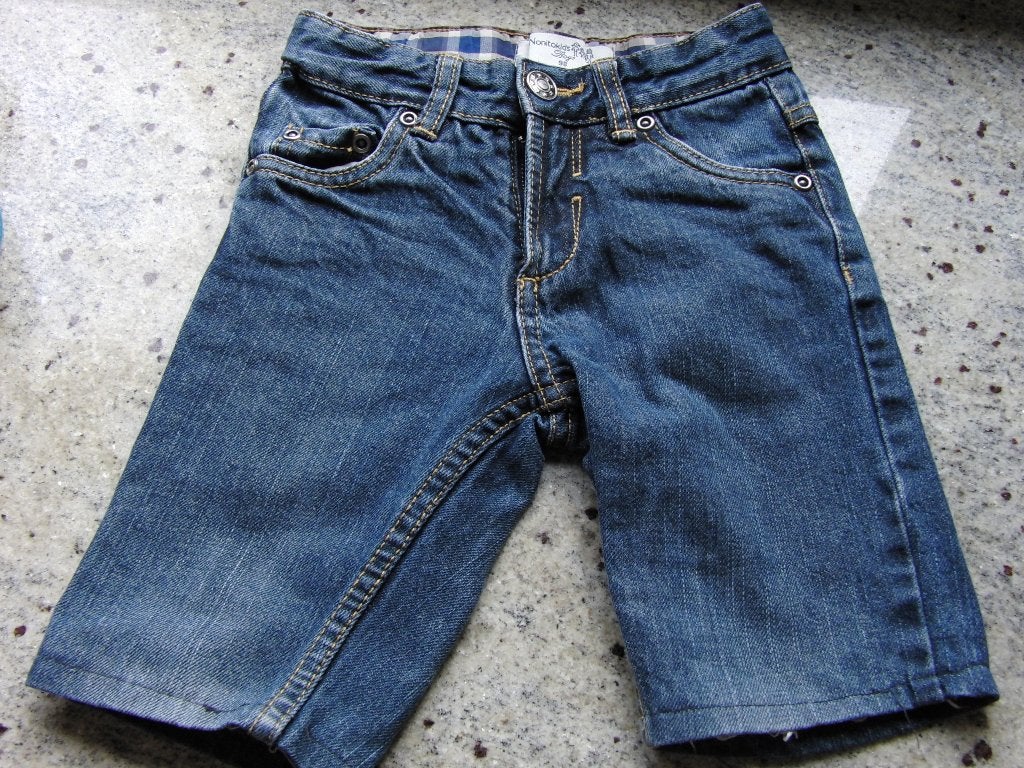 afgeknipte spijkerbroek met nieuwe zoom erin maat 98, Ophalen of Verzenden, Zo goed als nieuw, Jongen, Broek