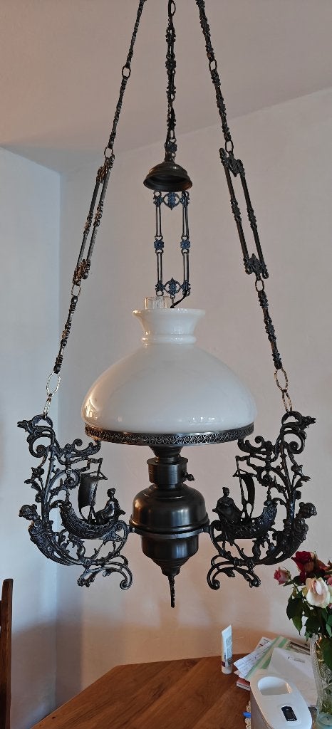 Grote olielamp, Antiek en Kunst, Ophalen