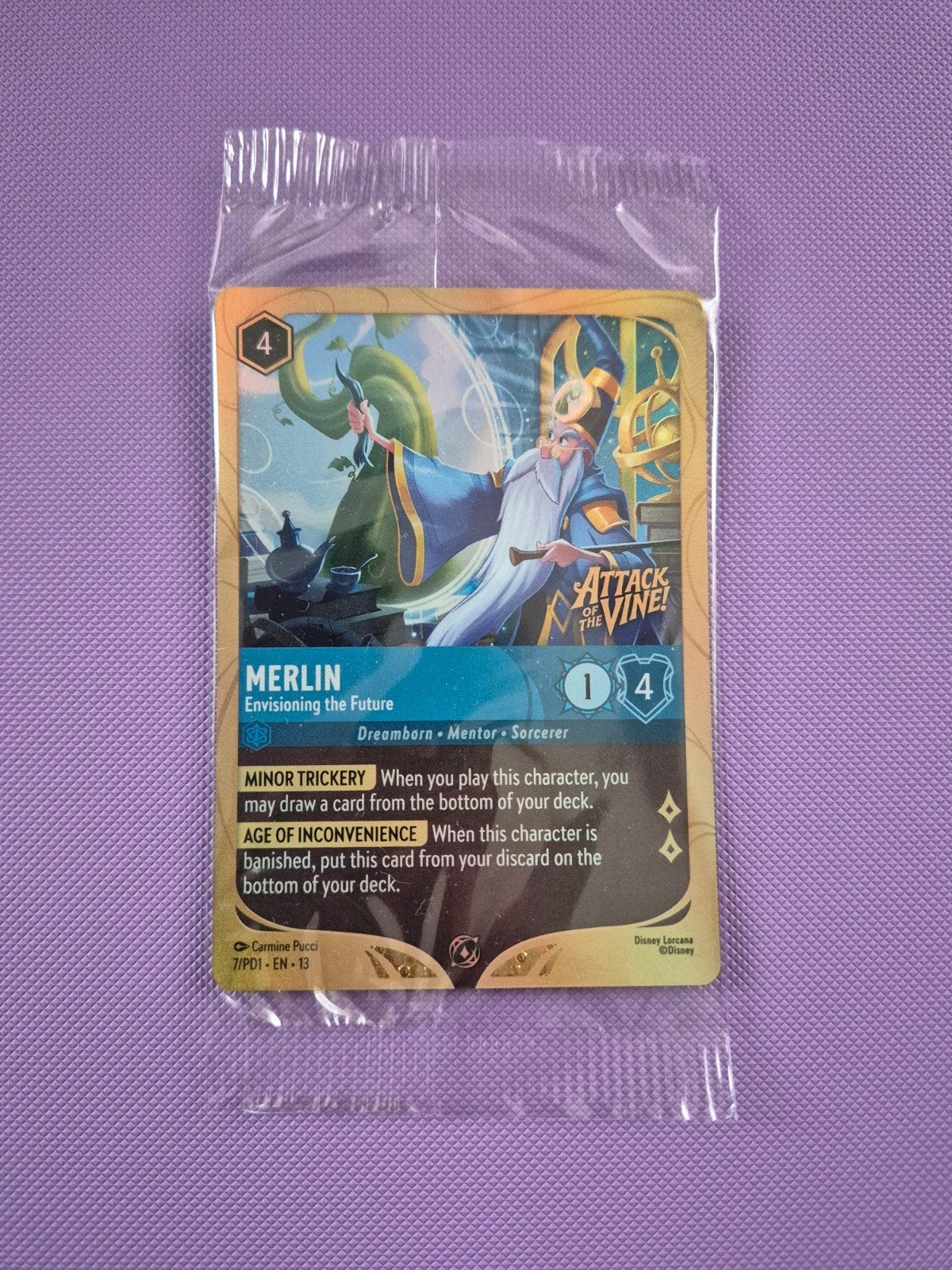 Lorcana Attack of the Vine: Merlin - Envisioning the Future, Ophalen of Verzenden, Nieuw, Losse kaart, Foil
