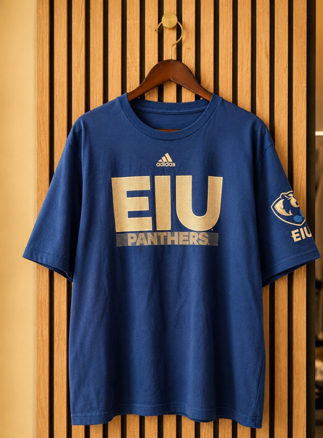Vintage Adidas EIU Panthers T-shirt - Blauw, Blauw, Overige maten, Ophalen of Verzenden, Zo goed als nieuw