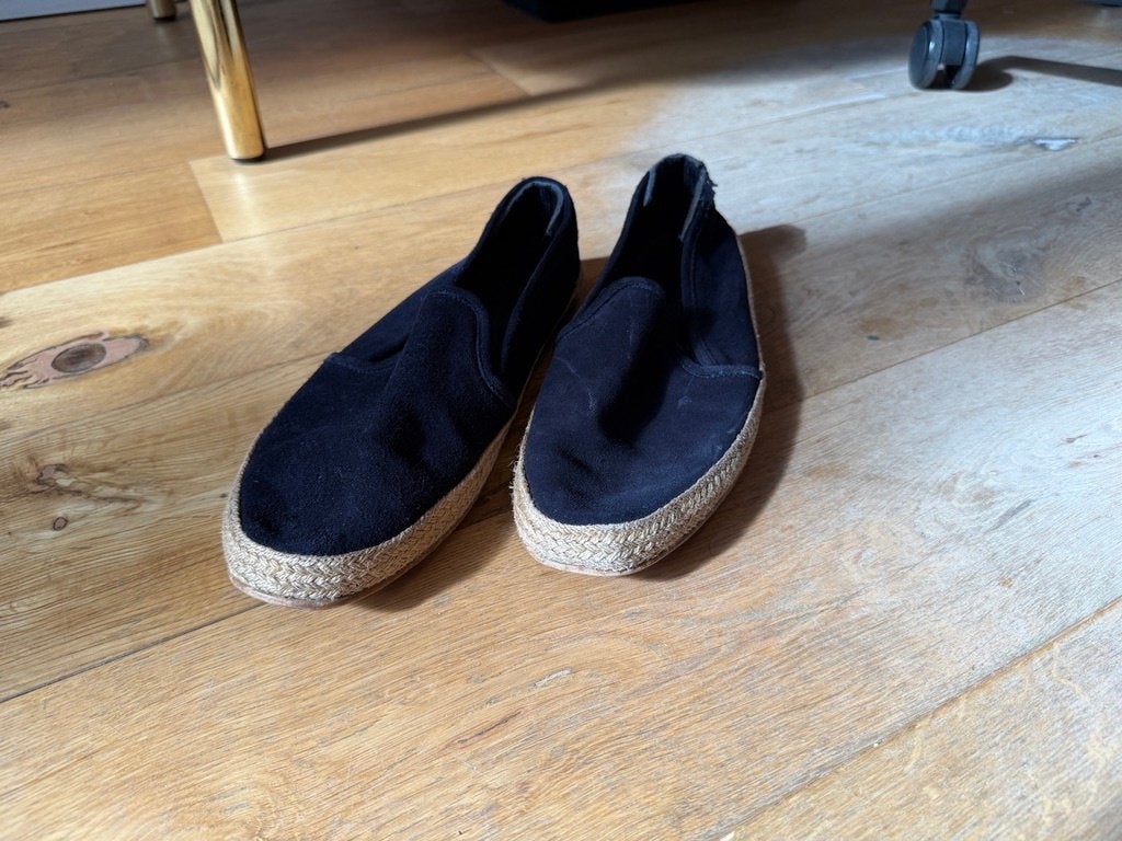 La Portegna suède espadrilles navy blauw maat 43 – heren, Kleding | Heren, Espadrilles of Moccasins, Gedragen, La Portegna, Verzenden