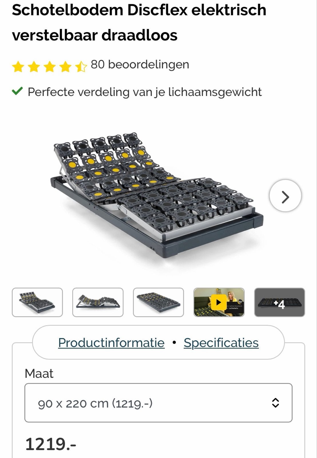 2 Elektrische schotelbodems 90x220 met potensets en bedombou, Ophalen, 90 cm, Tweepersoons, Grijs