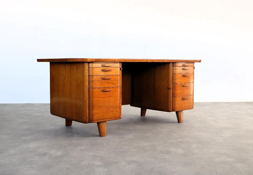 vintage XL bureau | teak | jaren 60 | Zweeds, Gebruikt, Ophalen of Verzenden, ., .