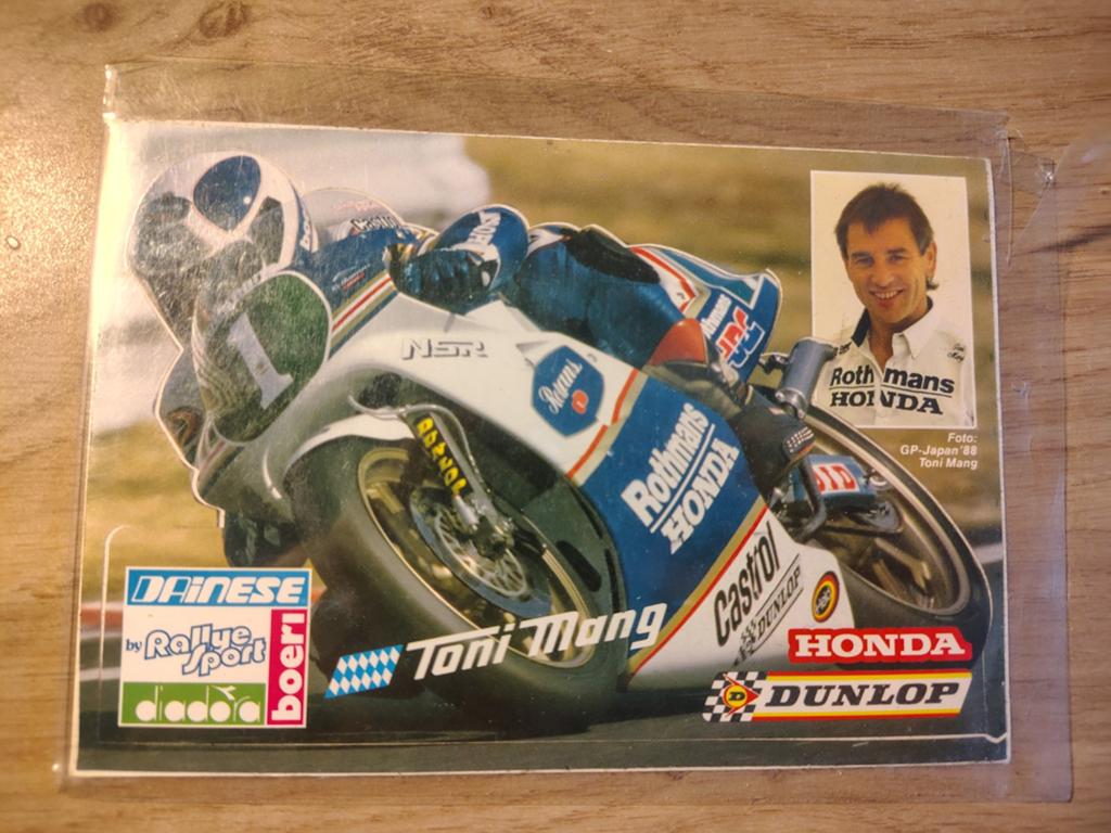 Motorsport Toni Mang Sticker Ansichtkaart, Ophalen of Verzenden, 1940 tot 1960