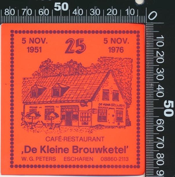 Sticker: Cafe Restaurant De Kleine Brouwketel - Escharen, Ophalen of Verzenden, Zo goed als nieuw, Bedrijf of Vereniging