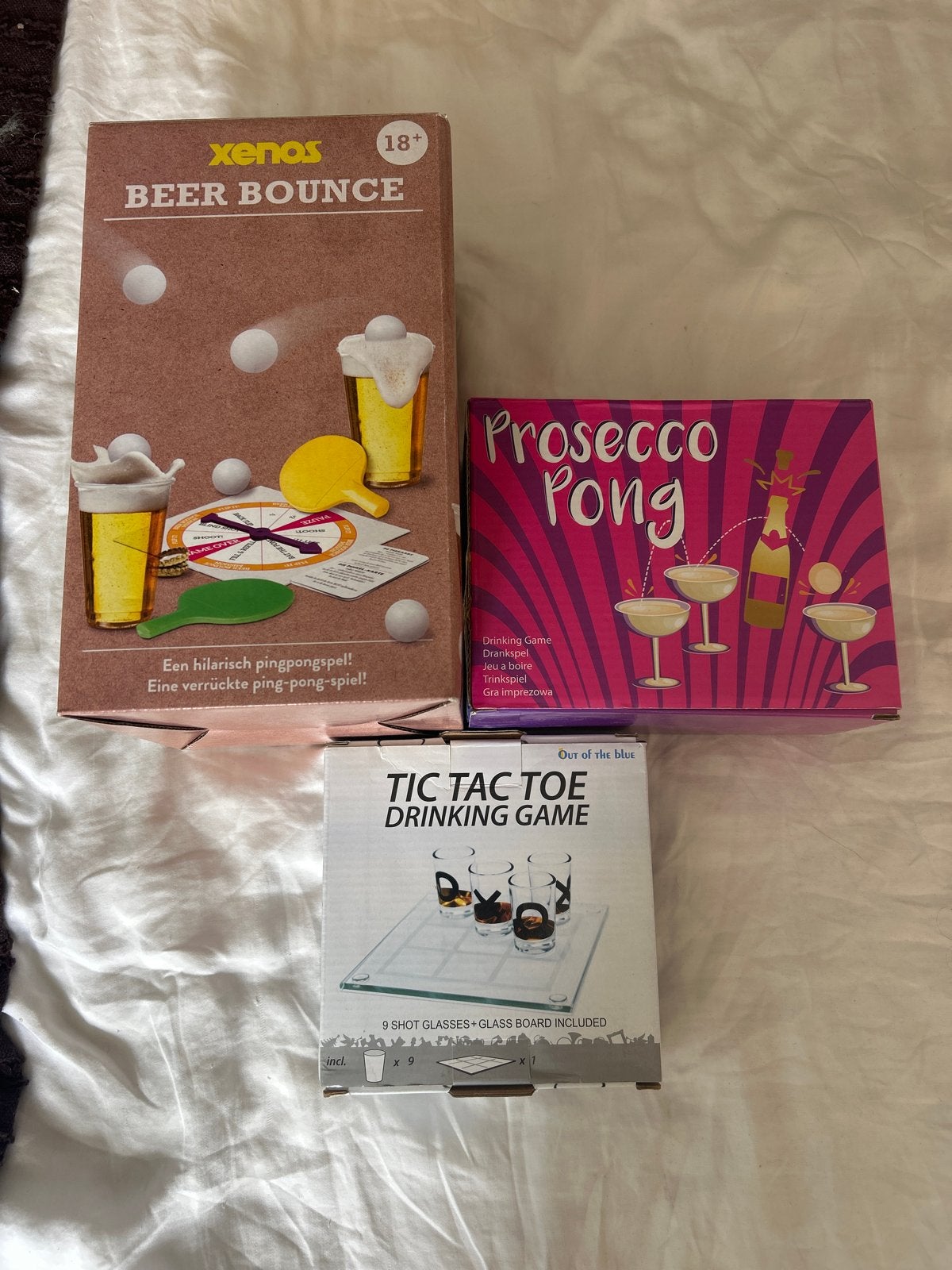 3x Drinkspellen: Beer Bounce, Prosecco Pong, Tic Tac Toe, Drie of vier spelers, Ophalen of Verzenden, Nieuw