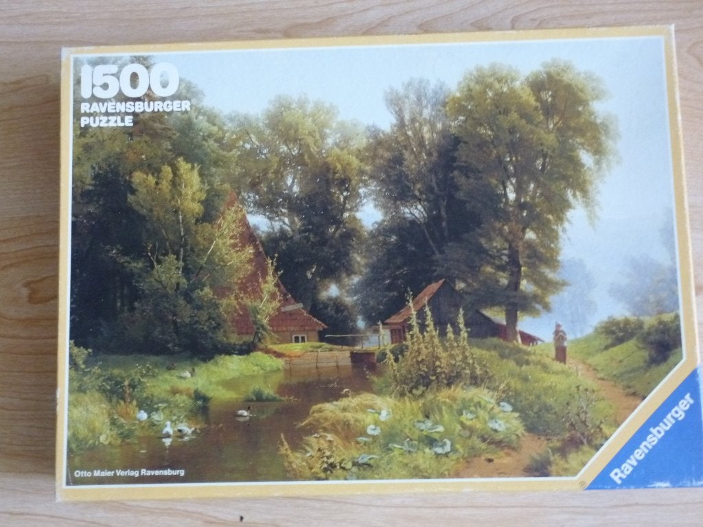 puzzel boerderij met landschap 1500 stukjes ravensburger, Ophalen of Verzenden, 500 t/m 1500 stukjes, Zo goed als nieuw, Legpuzzel