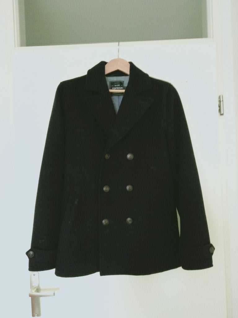 Topman Peacoat Zwart Maat M, Kleding | Heren, Jassen | Winter, Maat 48/50 (M), Zwart, Ophalen of Verzenden, Zo goed als nieuw