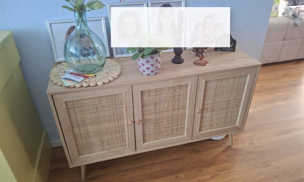 Dressoir/Kast Rotan 3 deurtjes, Ophalen, Met deur(en), 100 tot 150 cm, 25 tot 50 cm