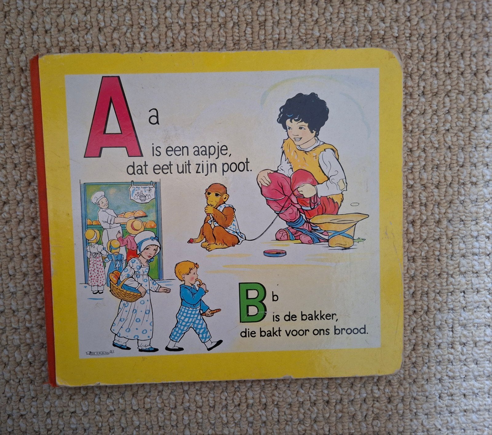 603  ... Vintage ABC-boekje: A is een aapje, B is de bakker, Boeken, Ophalen of Verzenden