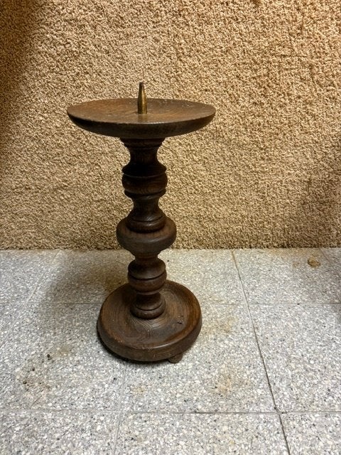 Antieke houten kandelaar - Rustieke charme, Ophalen, Overige materialen
