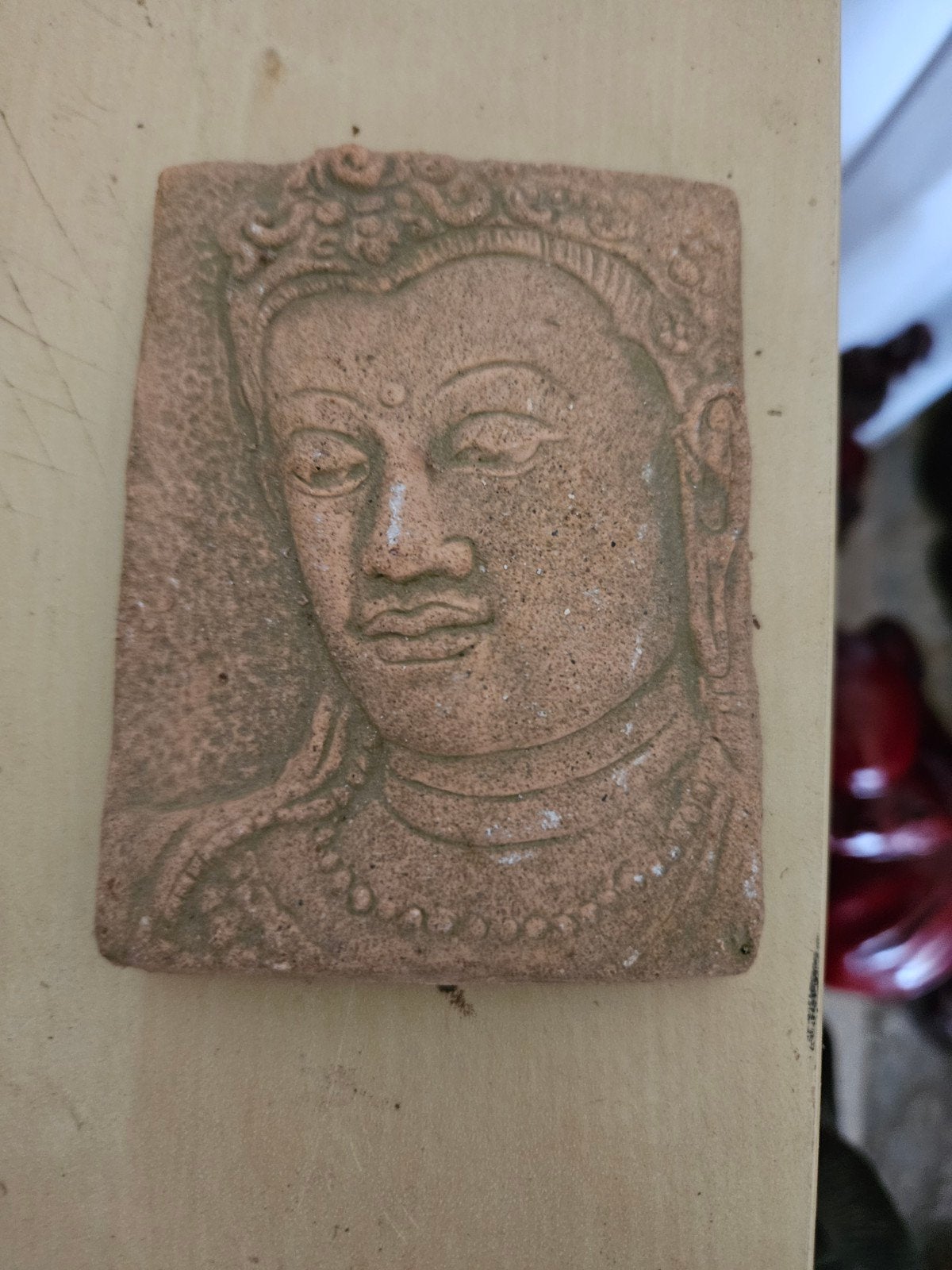 Boeddha reliëf 7x10 cm, Minder dan 20 cm, Ophalen of Verzenden, Handgemaakt, Wanddecoratie