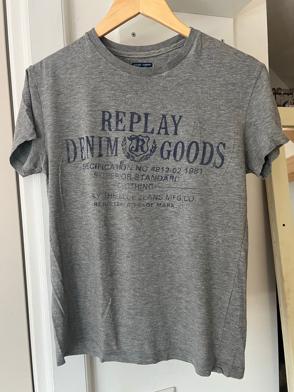 Replay Denim Goods T-shirt Grijs Maat M, Ophalen of Verzenden, Zo goed als nieuw, Maat 48/50 (M), Grijs