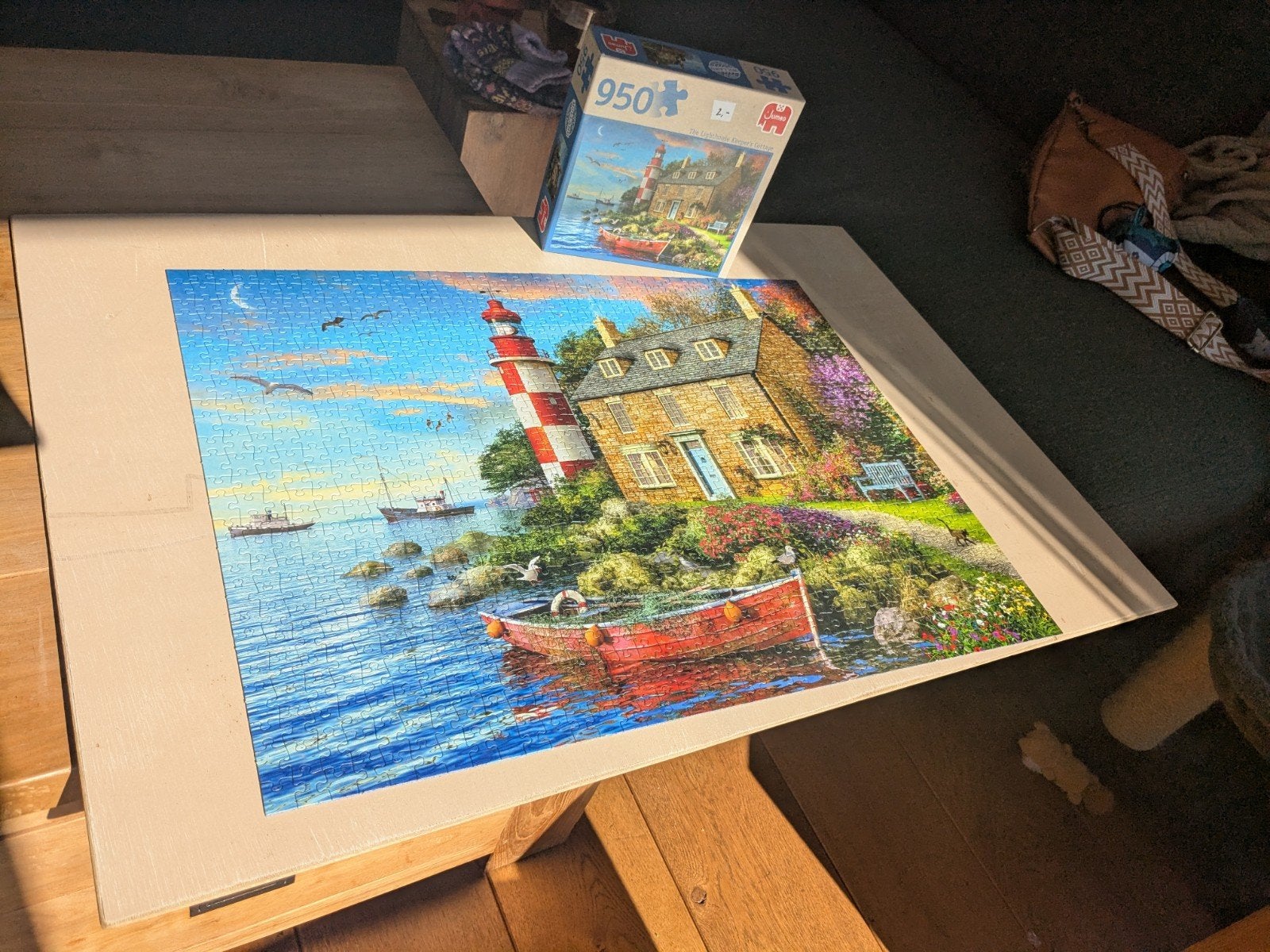 Legpuzzel 950 stukjes vuurtoren aan zee, Ophalen of Verzenden, 500 t/m 1500 stukjes, Zo goed als nieuw, Legpuzzel