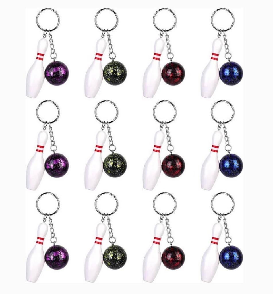 12x Bowling sleutelhanger set mini bowlingbal + kegel Nieuw, Sport, Hh, Nieuw, Ophalen of Verzenden