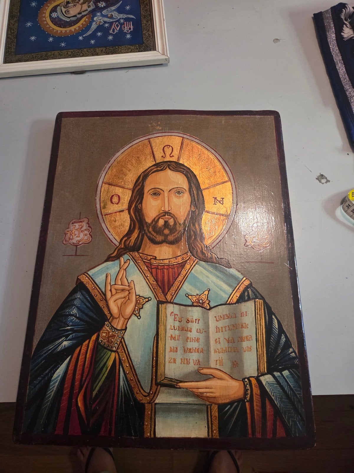Handgeschilderd Orthodox Christus Icoon uit Roemenië, Ophalen of Verzenden