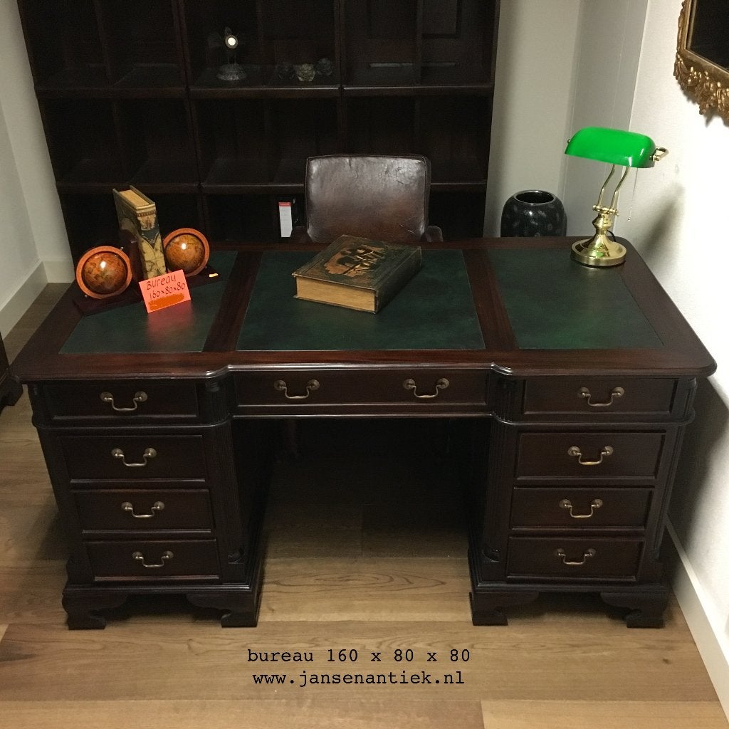 Bodemprijs bureau buro chesterfield mahonie teak v.a €750,00, Ophalen