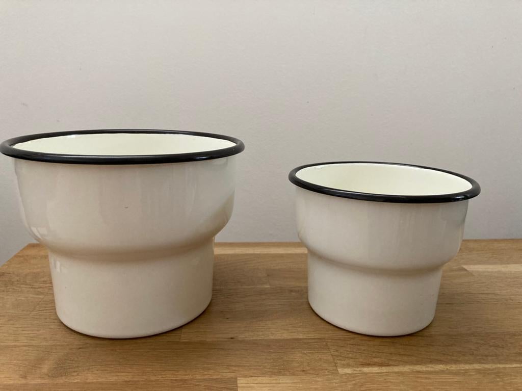Emaile creme witte bloempot Ikea Citronsyra, Tuin en Terras, Rond, Ophalen of Verzenden, Zo goed als nieuw, Aardewerk