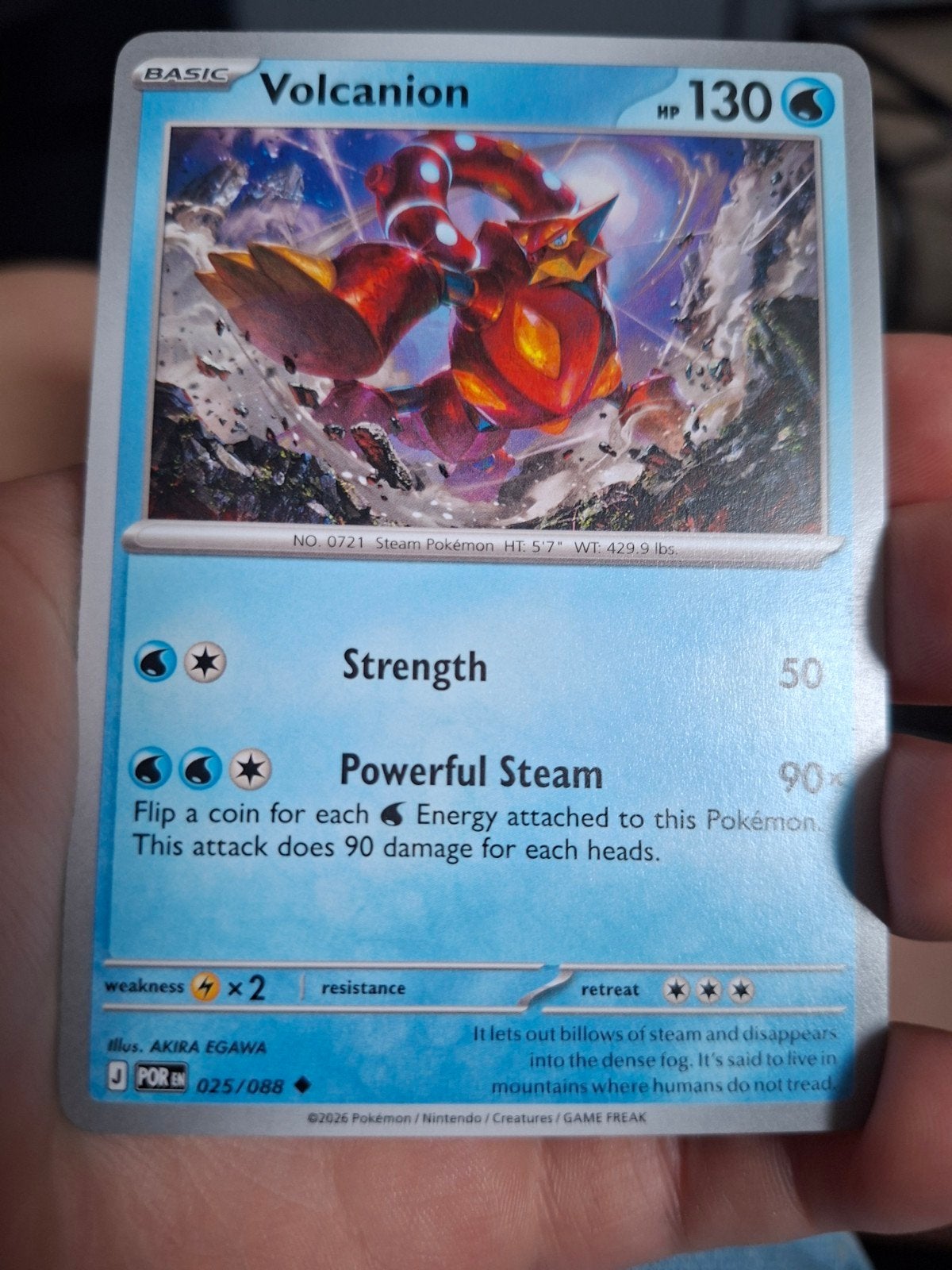 Volcanion Pokémon Kaart - Basis 025/088, Ophalen of Verzenden, Zo goed als nieuw, Losse kaart