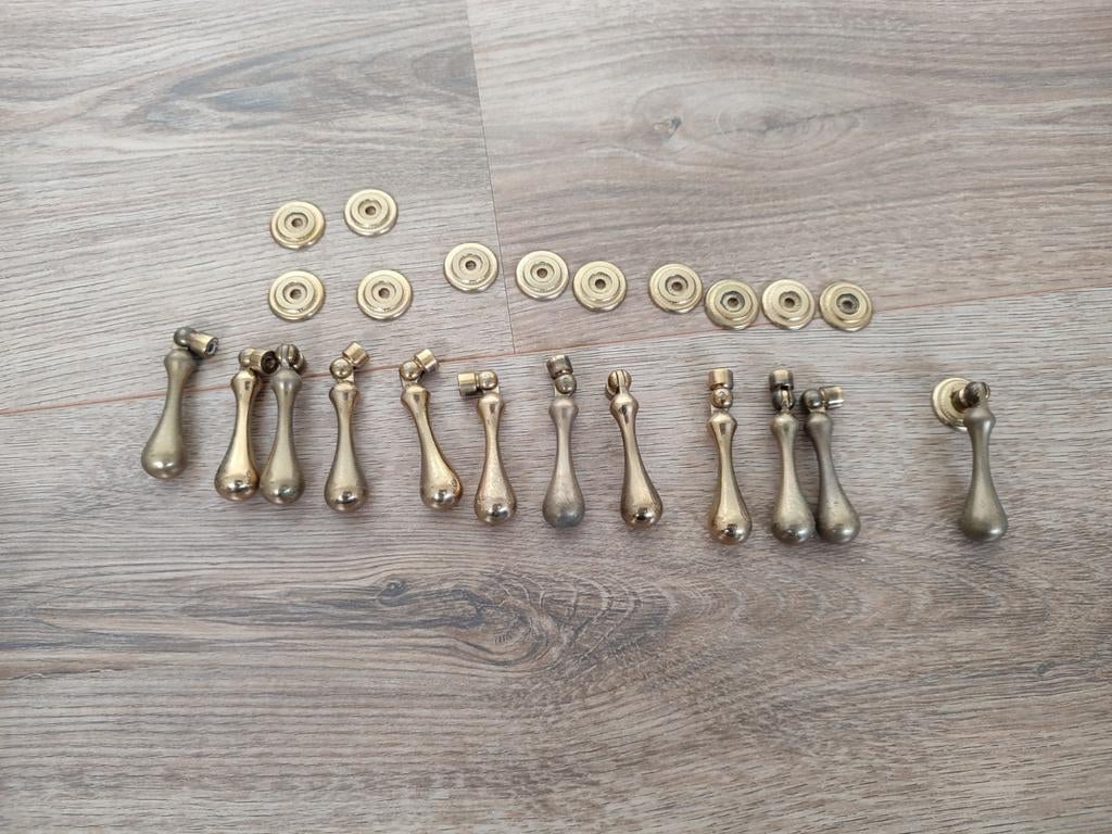 12 Kastdeur greepjes koper, Ophalen of Verzenden, Zo goed als nieuw, Koper of Messing