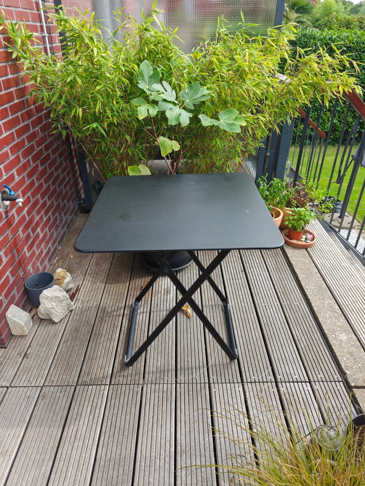 Zwarte Fermob tuintafel - inklapbaar!, Ophalen, Gebruikt, Rechthoekig, Metaal