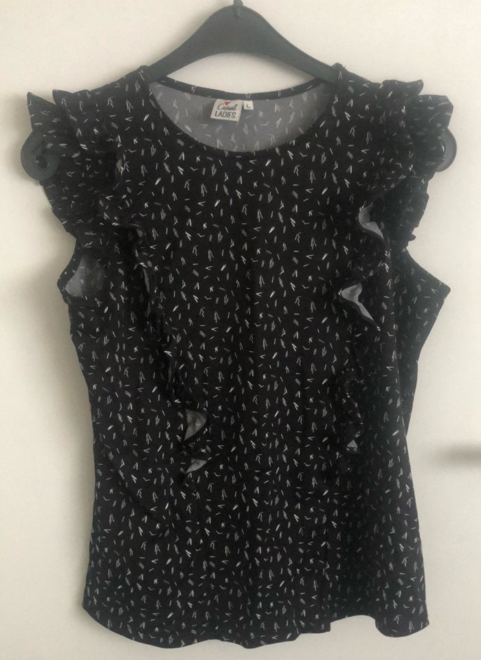 Zgan zwart witte dames top maat L, Kleding | Dames, Maat 38/40 (M), Zwart, Ophalen of Verzenden, Zo goed als nieuw
