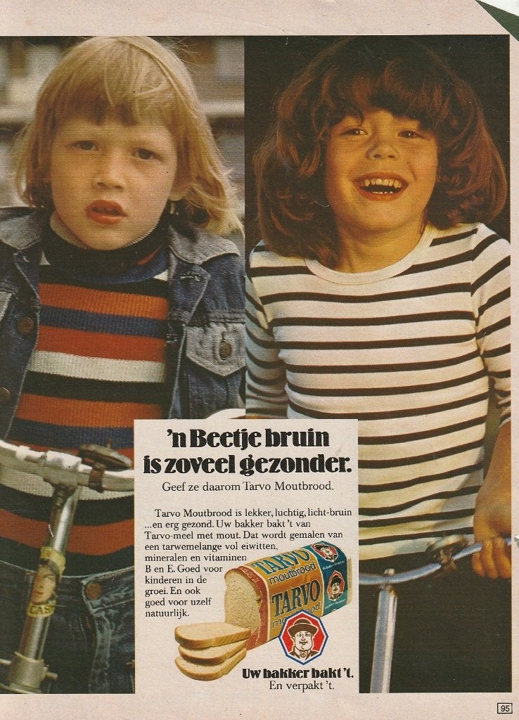 retro reclame 1974 Tarvo moutbrood jongetjes gezonder, Verzenden, Overige typen