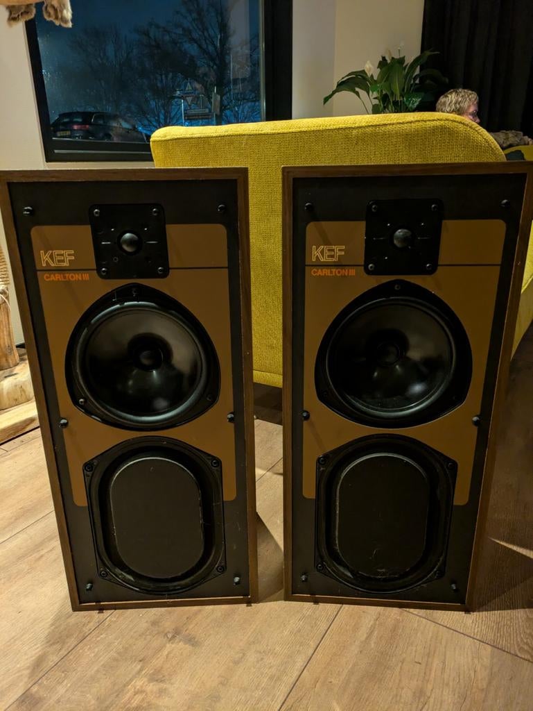 Kef Carlton III, Gebruikt, 60 tot 120 watt, Front, Rear of Stereo speakers, Ophalen